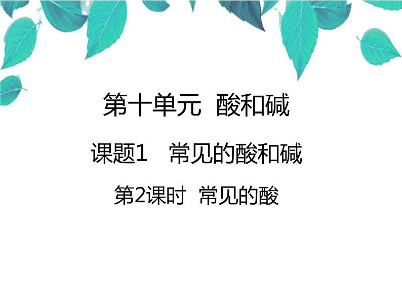 人教版化学九年级下册 第十单元酸和碱第十单元酸和碱第二课时常见的酸-课件-课件01