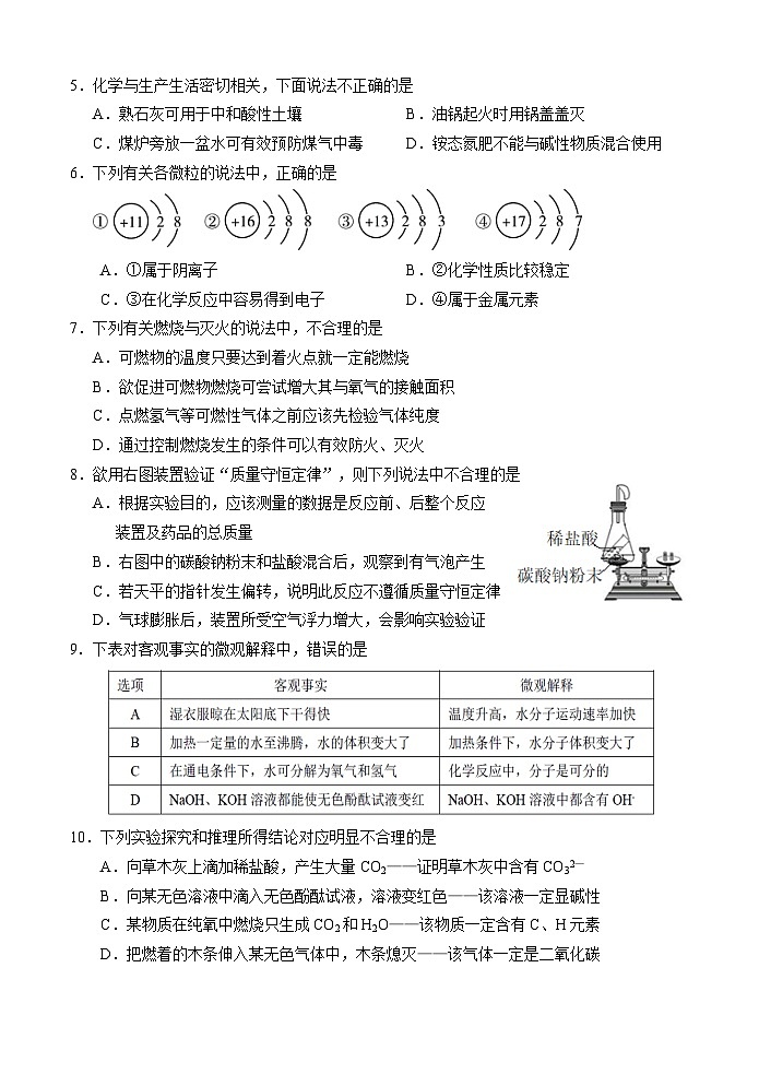 2022年山东省济南东南片区中考一模化学试题02