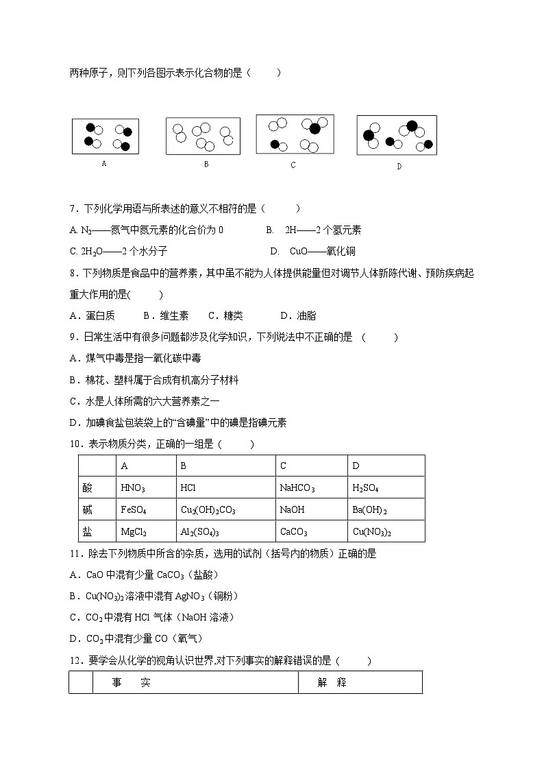 2023-2024学年人教版九年级中考化学学情检测模拟试题2（含答案）第2页