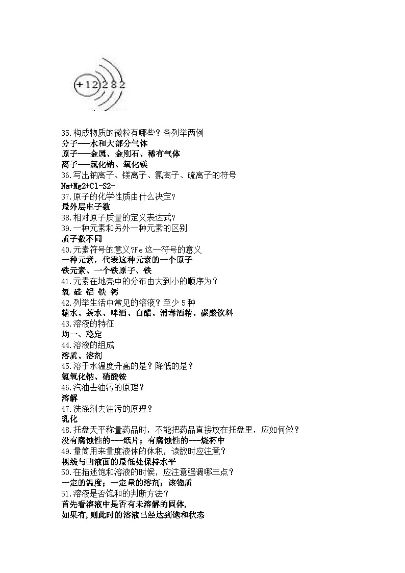 初中化学期末复习100题03