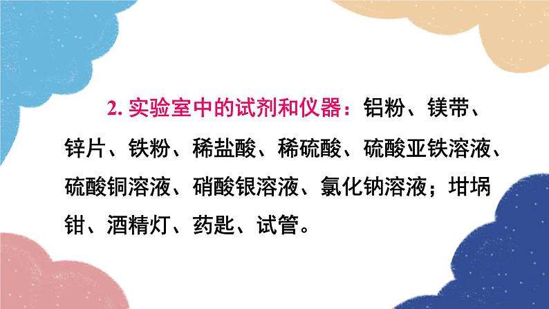 鲁教版化学九年级下册 第九单元 到实验室去：探究金属的性质课件04