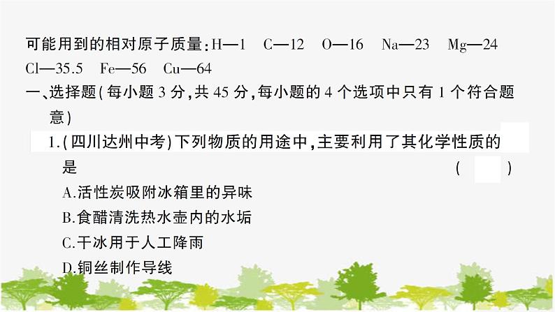 鲁教版化学九年级下册 中考模拟检测卷课件02