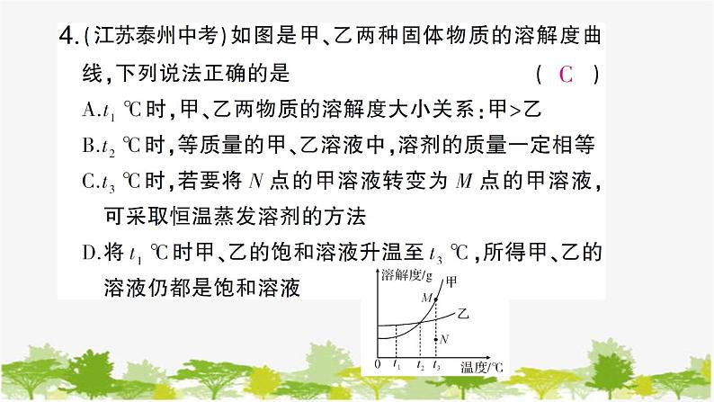 专题训练一 溶解度曲线和溶解度表的应用第8页