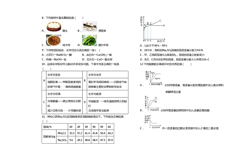 黑龙江省绥化市绥棱县克音河乡学校2023-2024学年九年级上学期12月阶段检测化学试题02