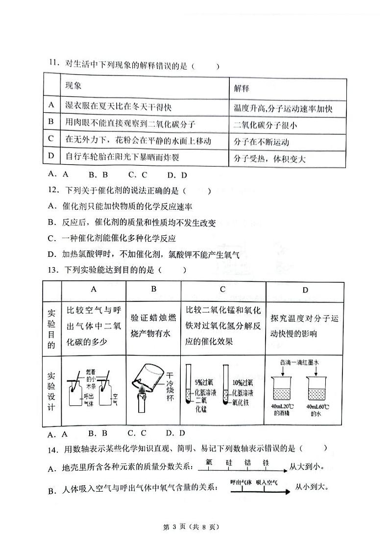 广东省中山市小榄镇2023-2024学年九年级上学期11月期中化学试题第3页