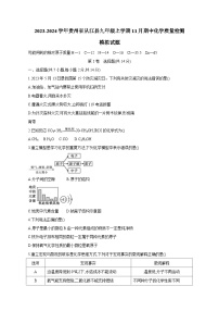 2023-2024学年贵州省从江县九年级上册11月期中化学学情检测模拟试题（附答案）