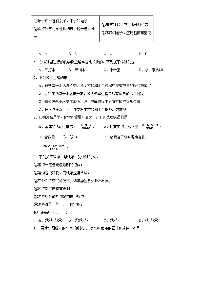 9.1溶液的形成分层练习 人教版化学九年级下册第2页
