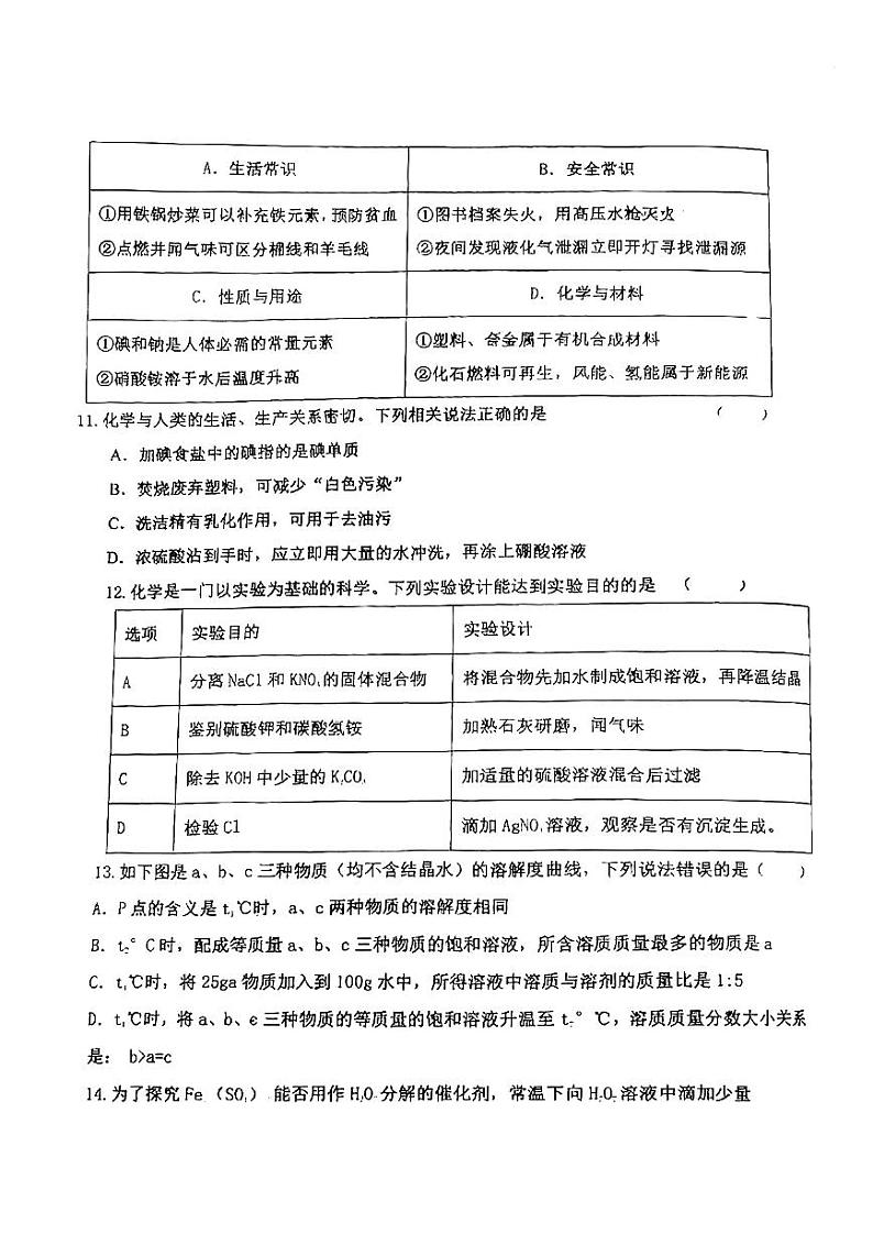 2022年江苏省盐城市盐城初级中学中校区九年级中考三模化学试卷（PDF版 无答案）03