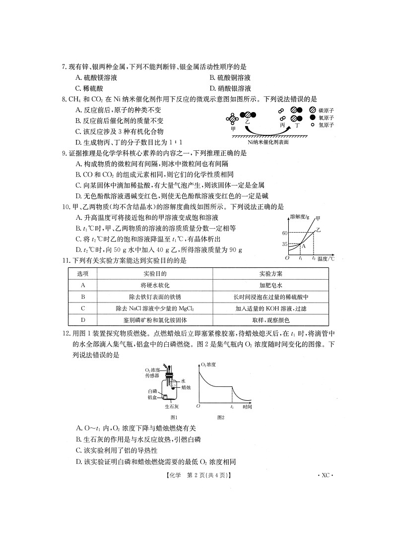 2022年安徽省宣城市三县九年级化学中考模拟试题（图片版，无答案）02
