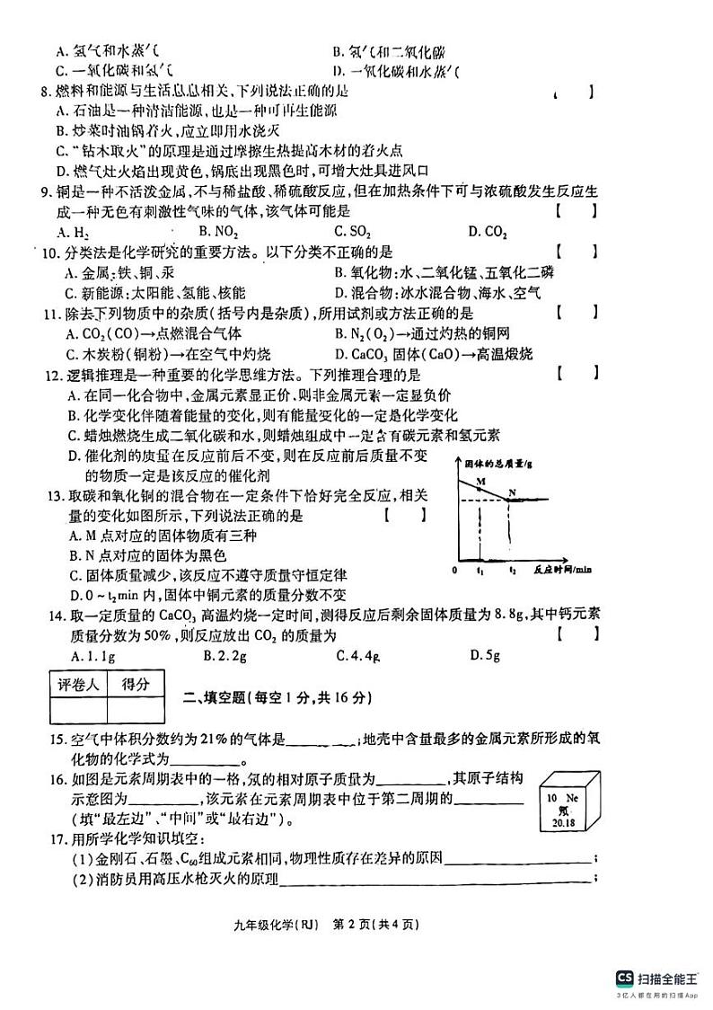 河南省安阳市内黄县实验中学2023-2024学年九年级上学期期中考试化学试题第2页