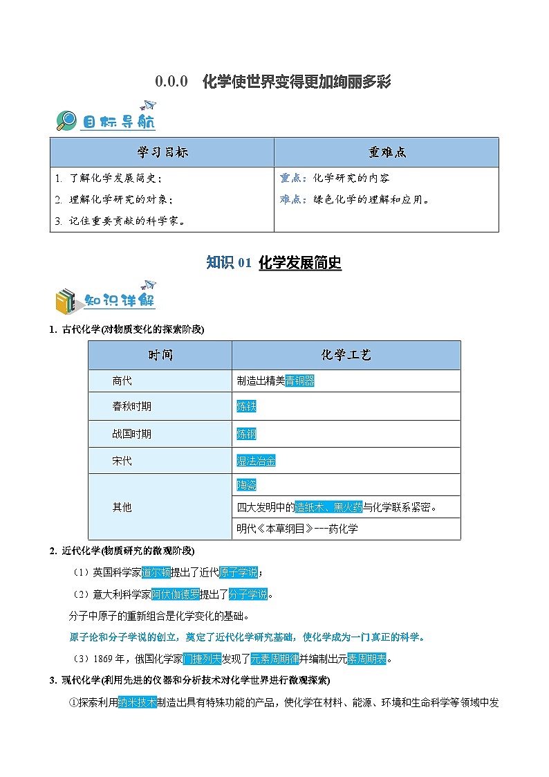 化学使世界变得更加绚丽多彩（解析版）第1页