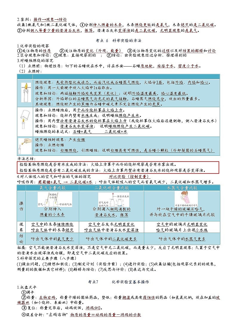中考化学一轮复习 第1单元 走进化学世界-九年级化学必备单元知识清单（人教版）第2页