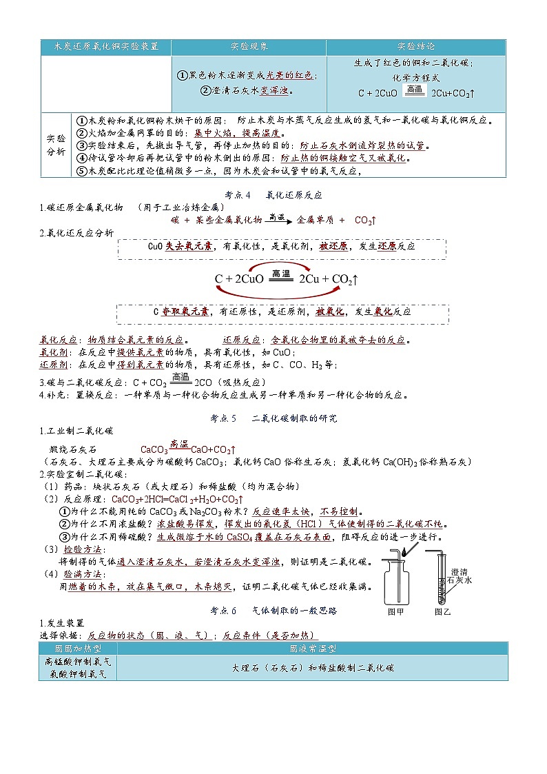 中考化学一轮复习 第6单元 碳和碳的氧化物-九年级化学必备单元知识清单（人教版）第2页