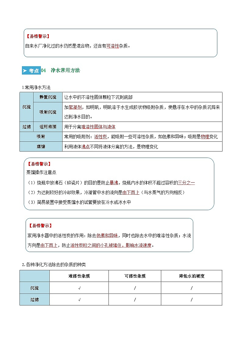 第四单元 自然界的水（考点解析）（讲+练）-2023-2024学年九年级化学上学期期末考点大串讲（人教版）03