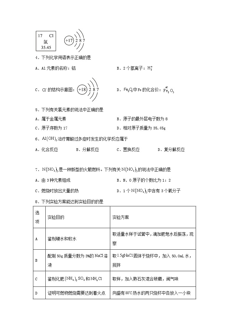 2023年江苏连云港中考化学真题及答案第2页