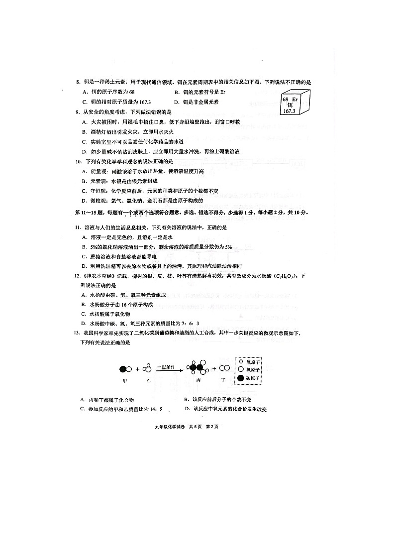 江苏省泰州市兴化市2023-2024学年九年级上学期12月月考化学试题第2页