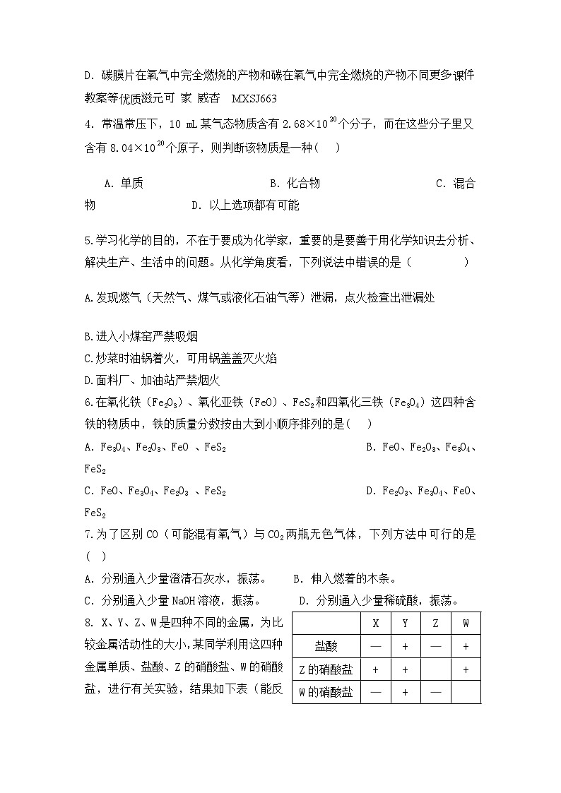 四川省眉山市东坡区实验初级中学2023-2024学年九年级上学期12月月考化学试题第2页