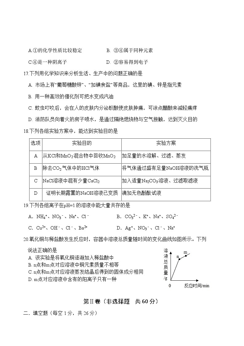 广西河池市巴马县2021年初中学业水平模拟测试（二）化学试题03