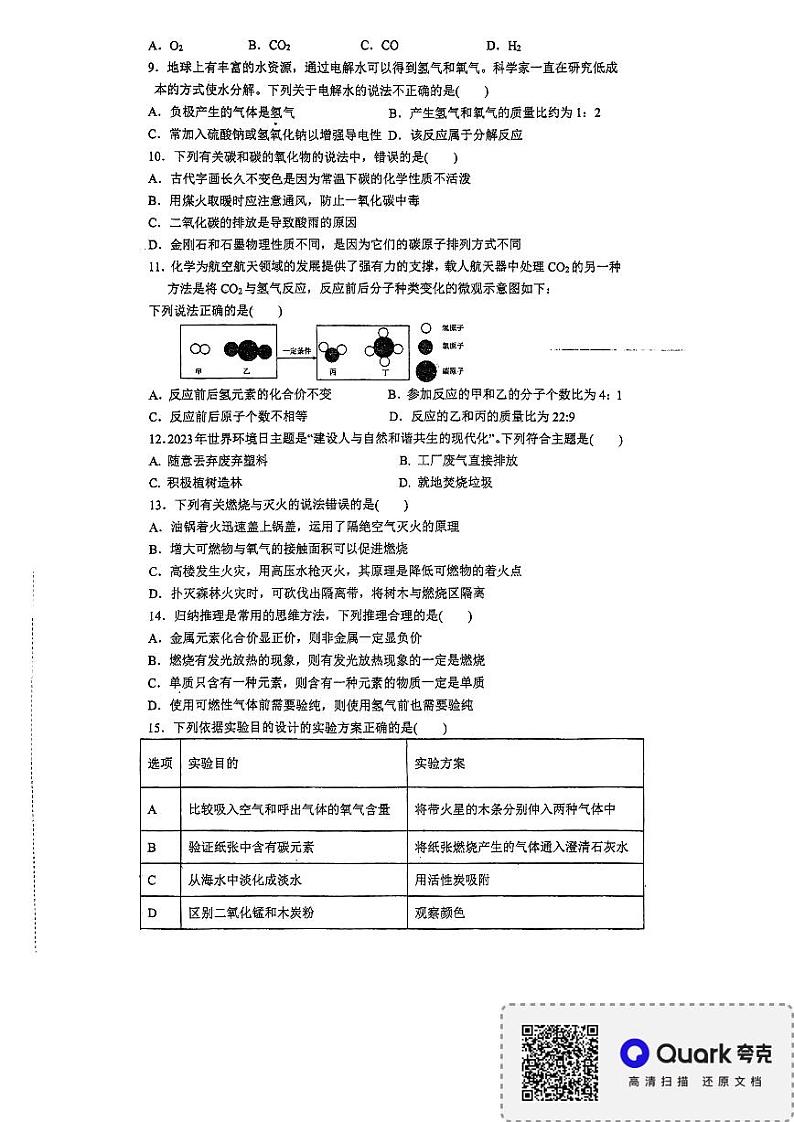 湖南省长沙市长沙县城区学校2023-2024学年九年级上学期12月月考化学试题第2页