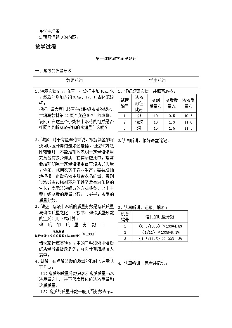 【基于核心素养的教学】课题3 《溶液的浓度》课件PPT（两课时）+教学设计（两课时）+分层作业02