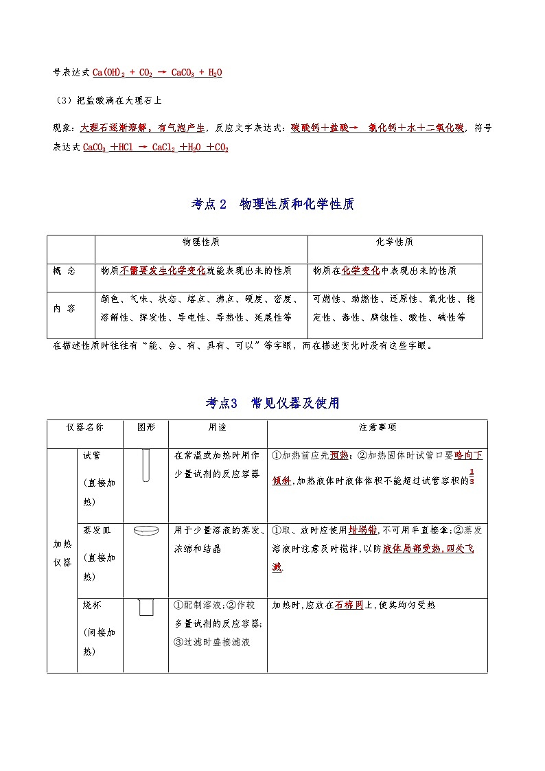 第1章 化学的魅力-【知识清单】2023-2024学年九年级化学上学期单元AB卷（沪教版.上海）02