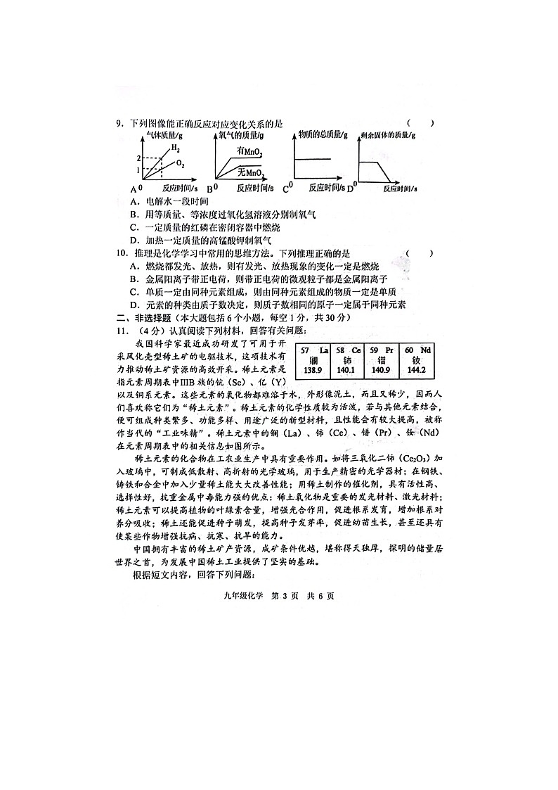 山东省菏泽市鲁西新区2023-2024学年九年级上学期12月月考化学试题03