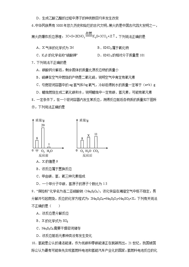 第五单元定量研究化学反应同步练习  鲁教版化学九年级上册第2页