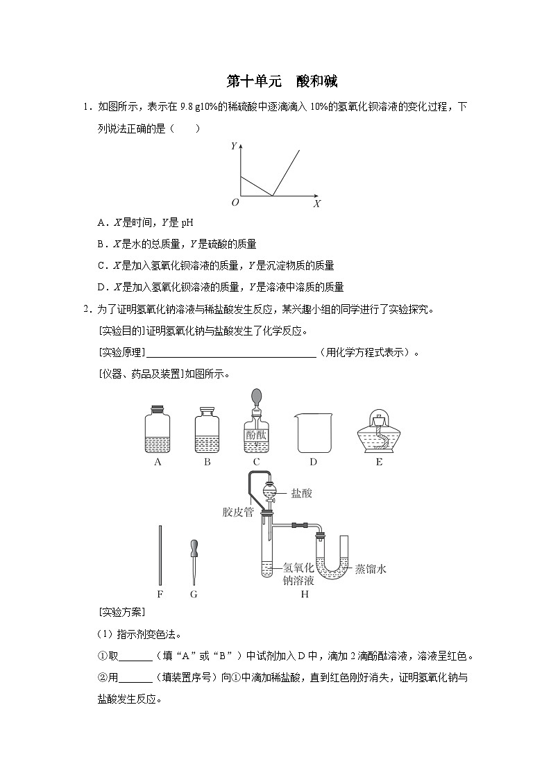【人教版】九下化学  第十单元 酸和碱（单元复习）（课件+教案+导学案+分层练习）01