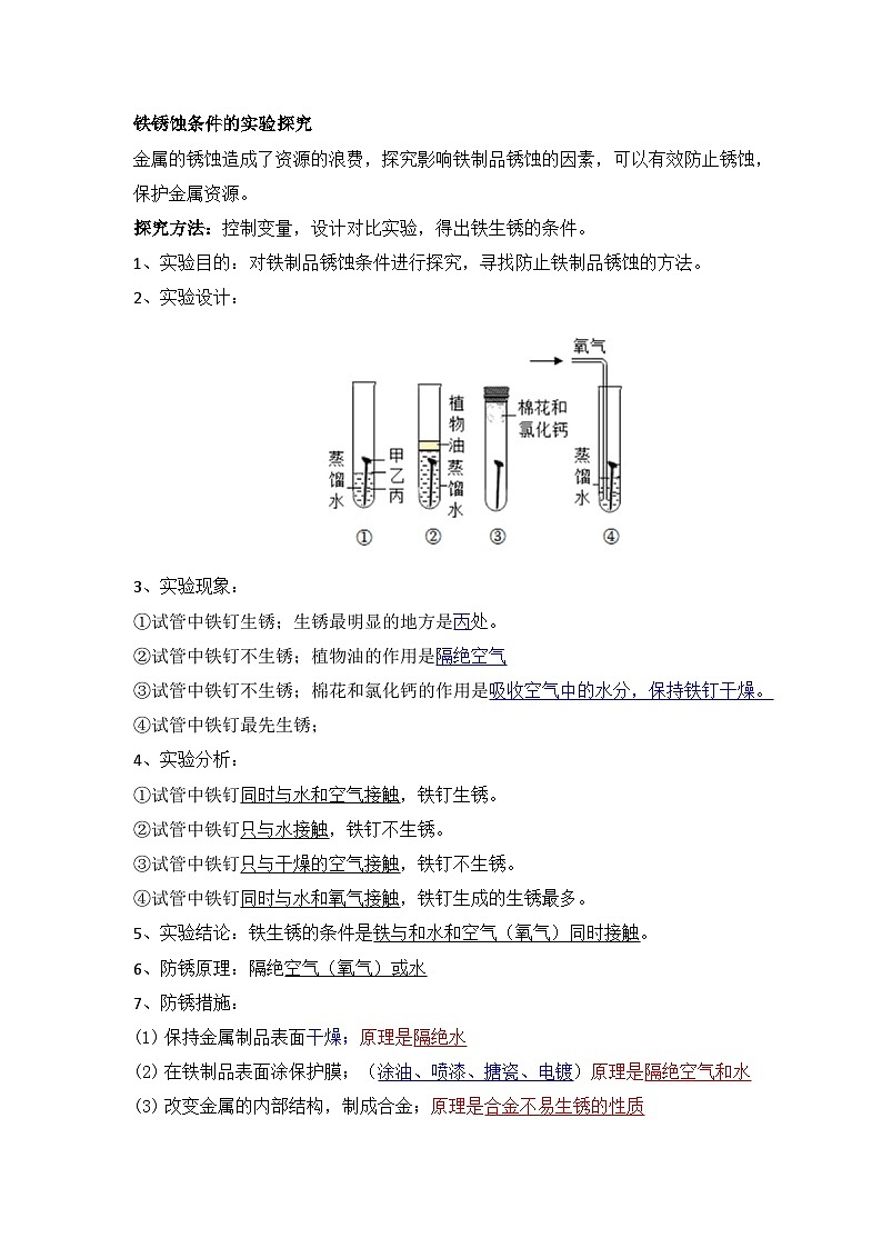 金属专题四、铁锈蚀条件的实验探究第1页