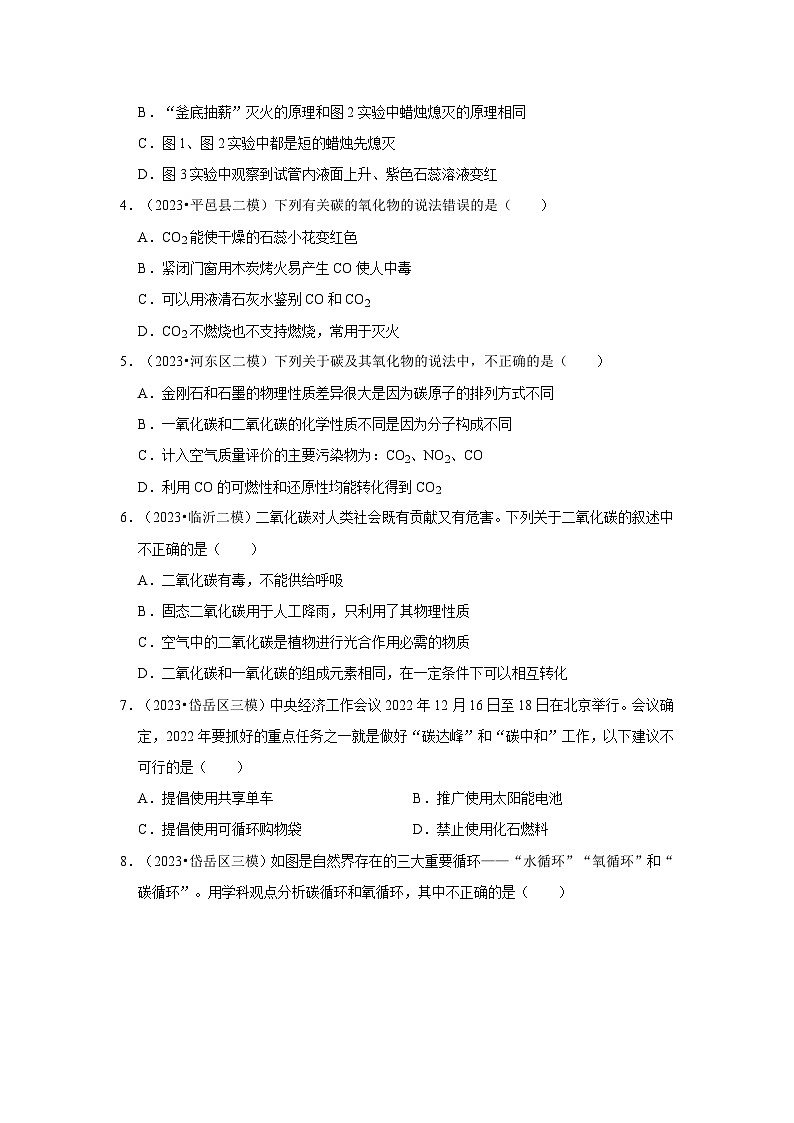 三年山东中考化学模拟题分类汇编之碳和碳的氧化物第2页