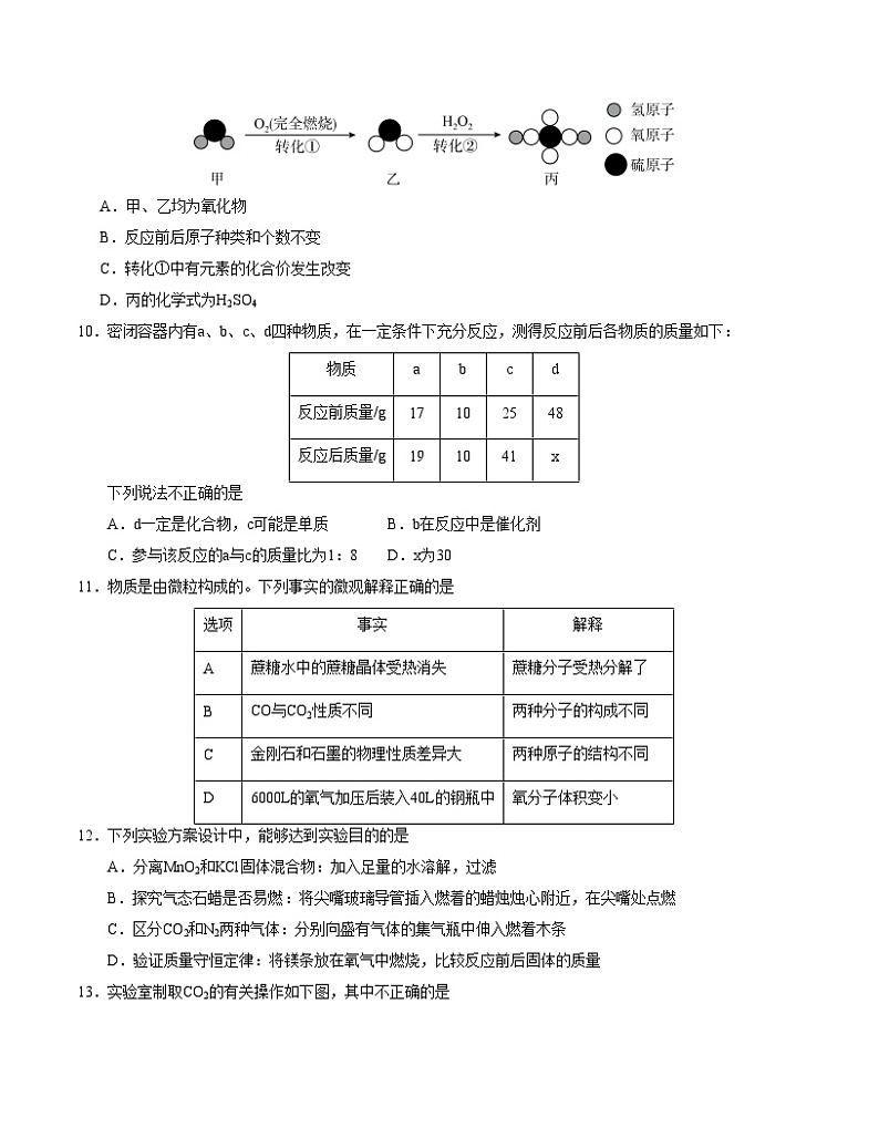 九年级化学期末模拟卷（广东专用，人教版上册全部）-2023-2024学年初中上学期期末模拟考试03