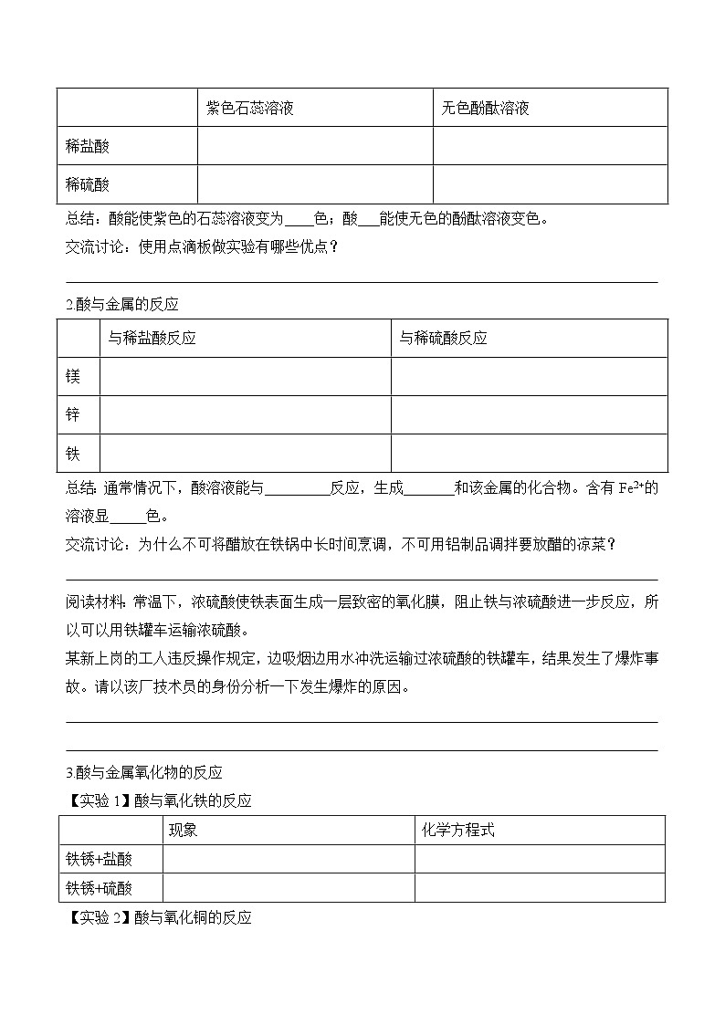 人教版九年级化学下册同步精品练习 《常见的酸和碱》第2课时导学案（原卷版+教师版）02