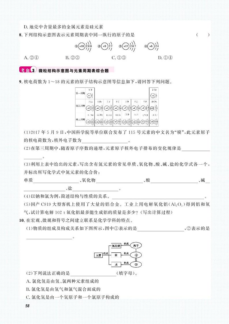 2023化学中考集训：专题八 物质的组成与分类（PDF版含答案）02