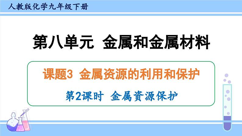 人教版九年级化学下册课件 第八单元 课题3 第二课时 金属资源保护第1页