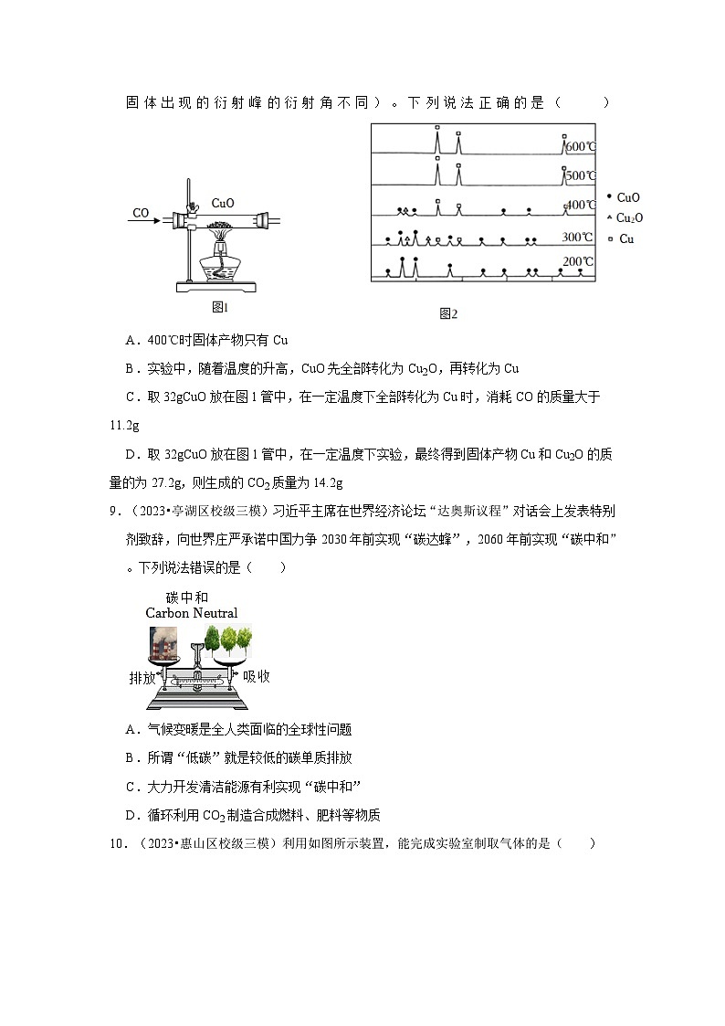 碳和碳的氧化物---江苏三年（2021-2023）中考化学模拟题分类汇编03