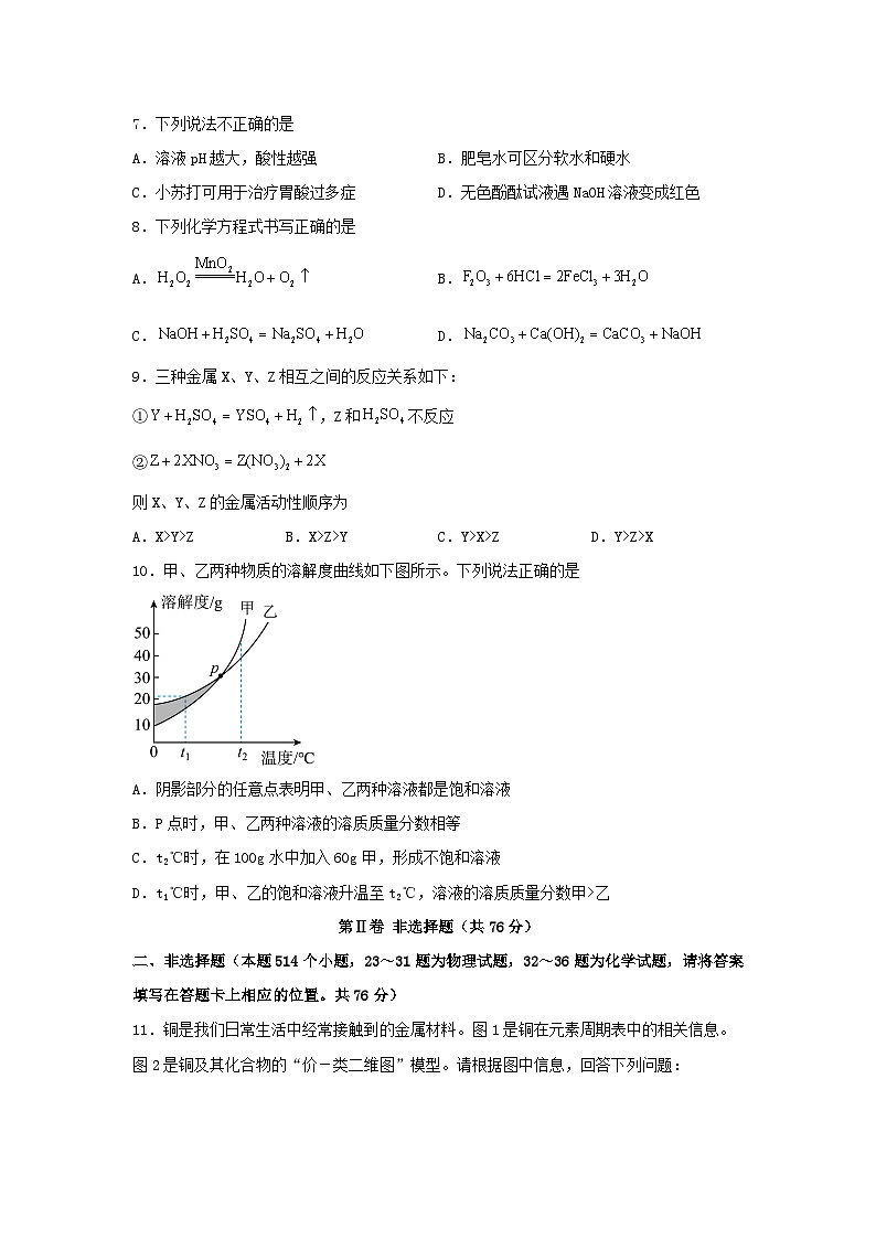 2023年湖南永州中考化学真题及答案02