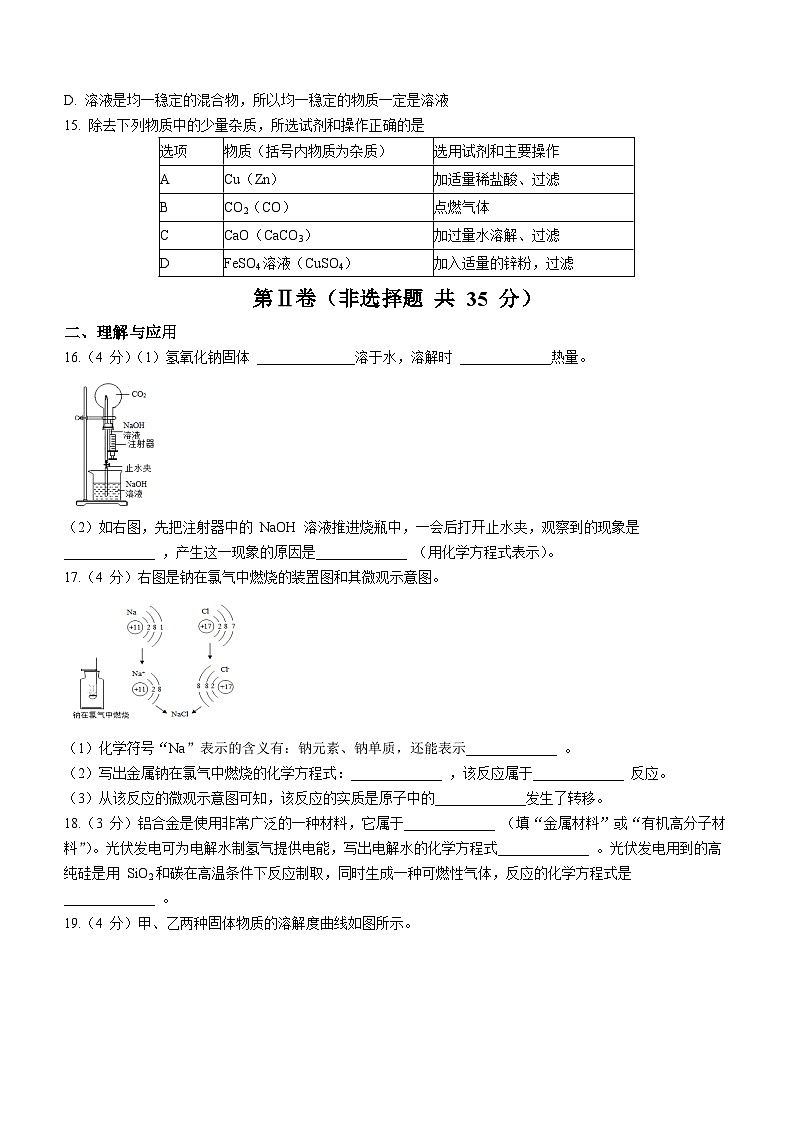 2023年山东省淄博地区中考一模化学试题03
