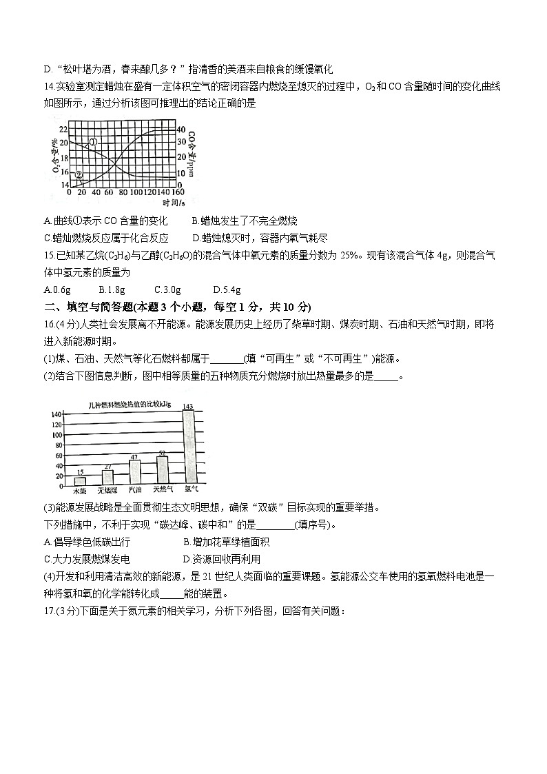 内蒙古呼伦贝尔市鄂伦春自治旗2023-2024学年九年级上学期期末化学试题第3页