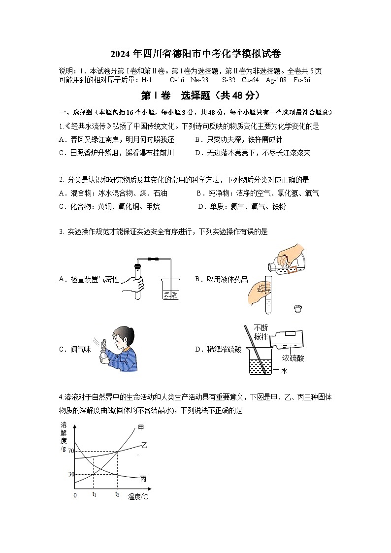 2024年四川省德阳市中考模拟化学试卷.201