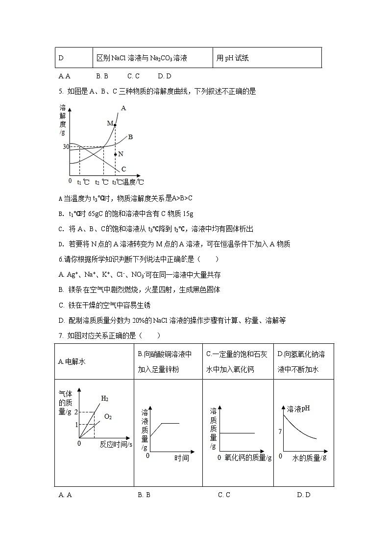 2024年四川省德阳市中考模拟化学试卷第2页