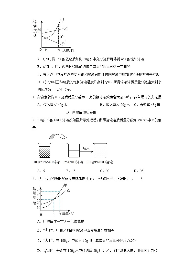 9.3溶液的浓度基础练习 人教版初中化学九年级下册03