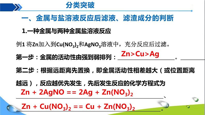 人教版初中化学九年级下册第八单元课题2金属的化学性质（第3课时）滤渣、滤液成分的判断课件PPT第5页