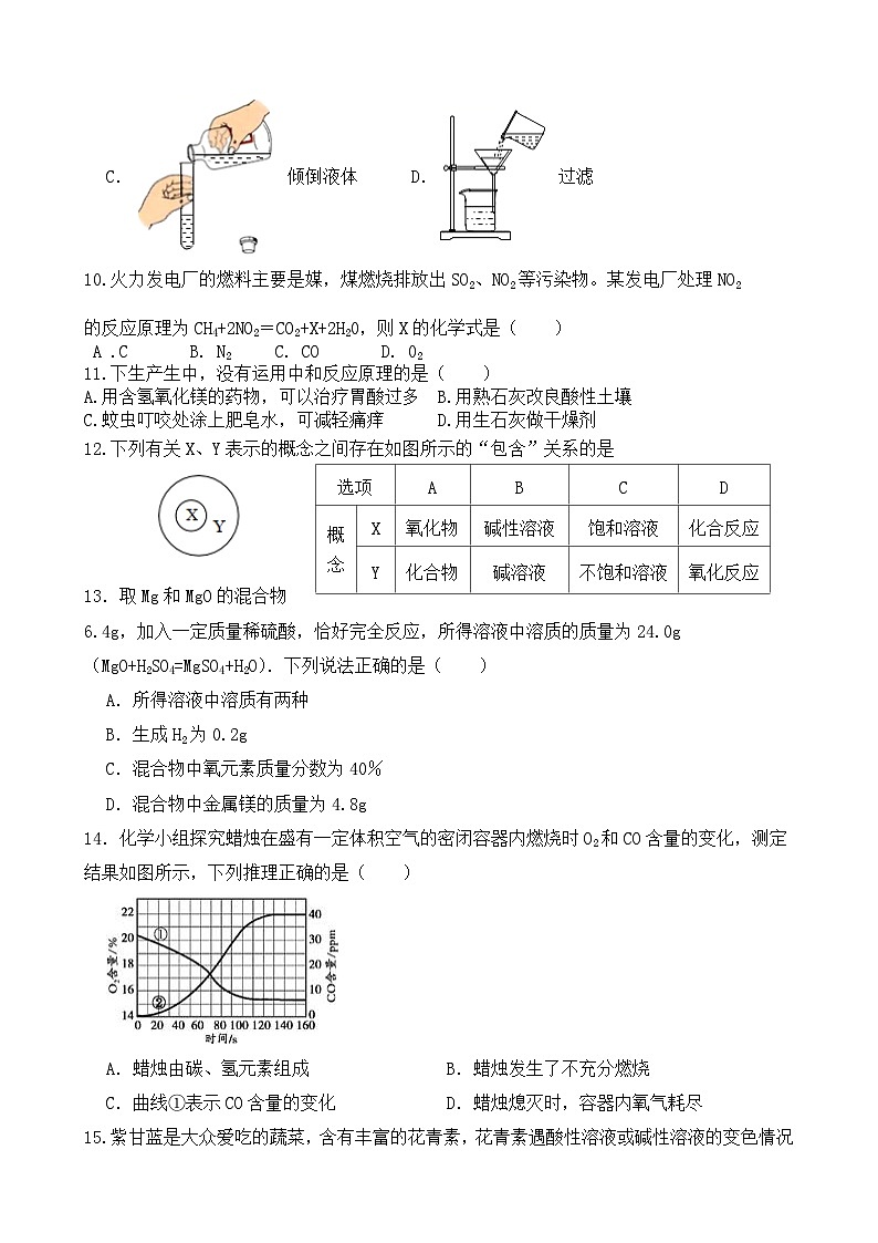 山东省枣庄市滕州市藤东中学2023-2024学年九年级上学期期末质量检测化学试卷03