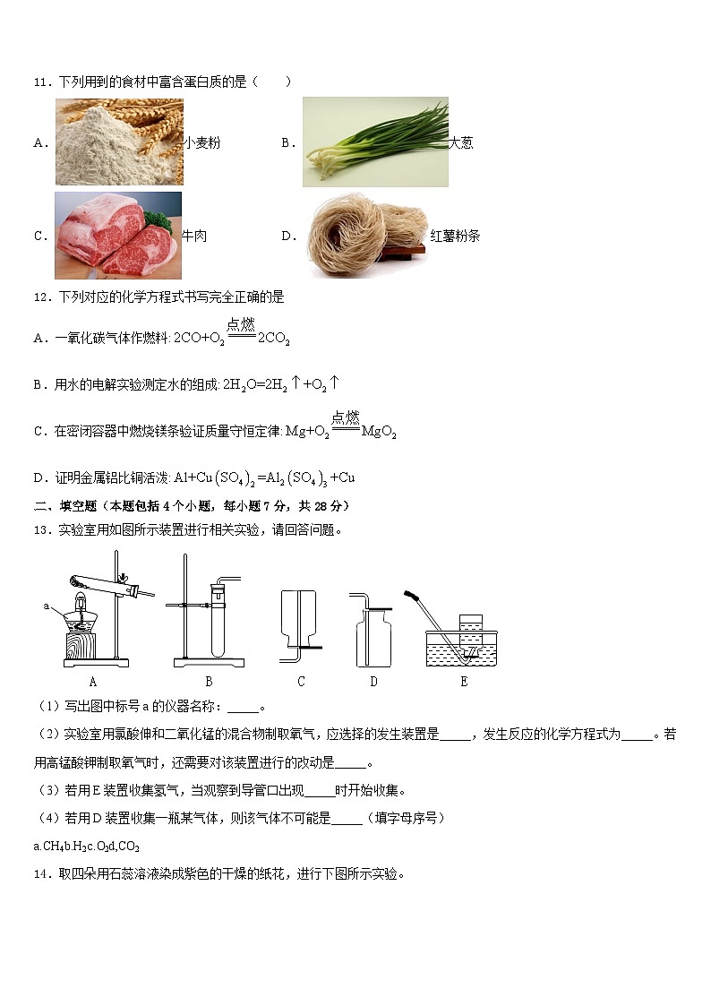 2023-2024学年—度第一期重庆清华中学化学九上期末调研模拟试题含答案第3页