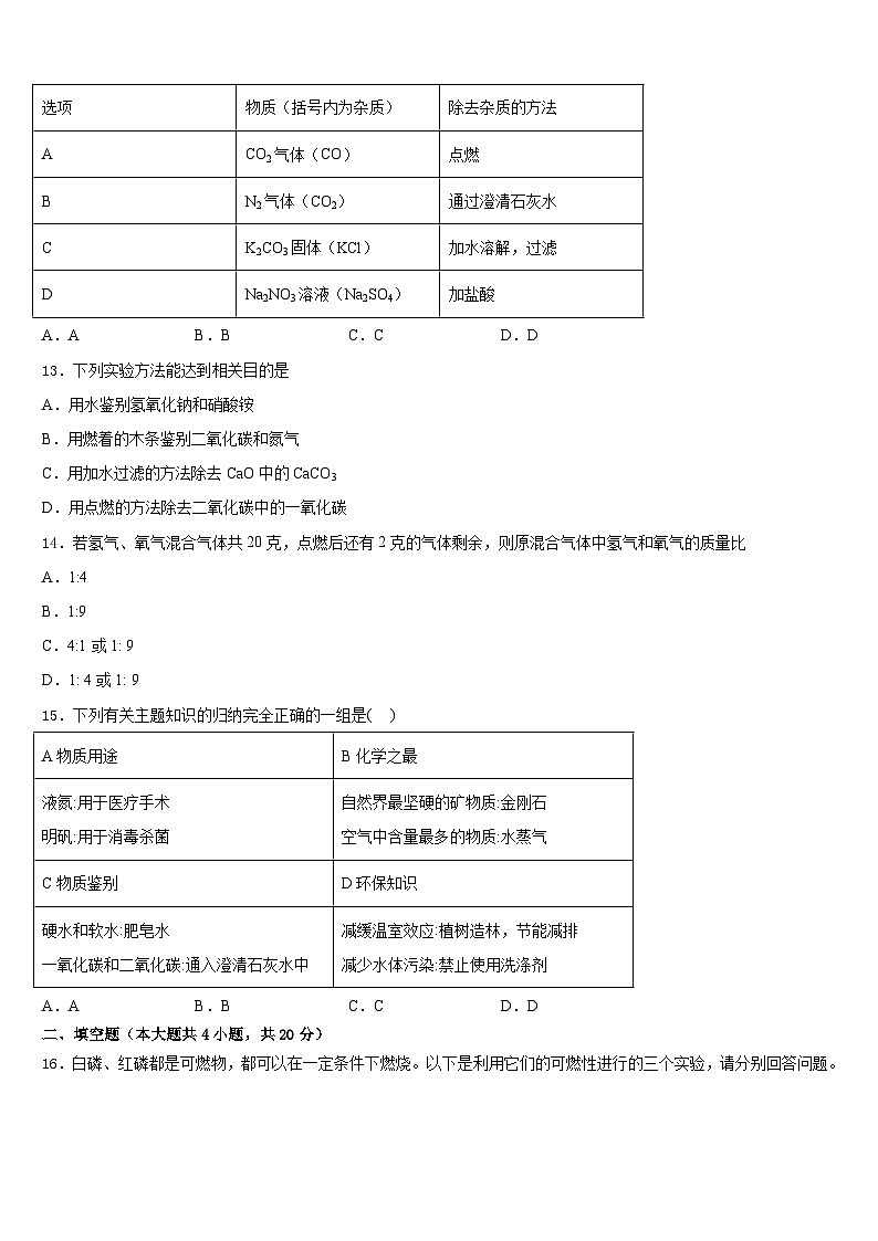 2023-2024学年三明市重点中学化学九年级第一学期期末考试模拟试题含答案第3页