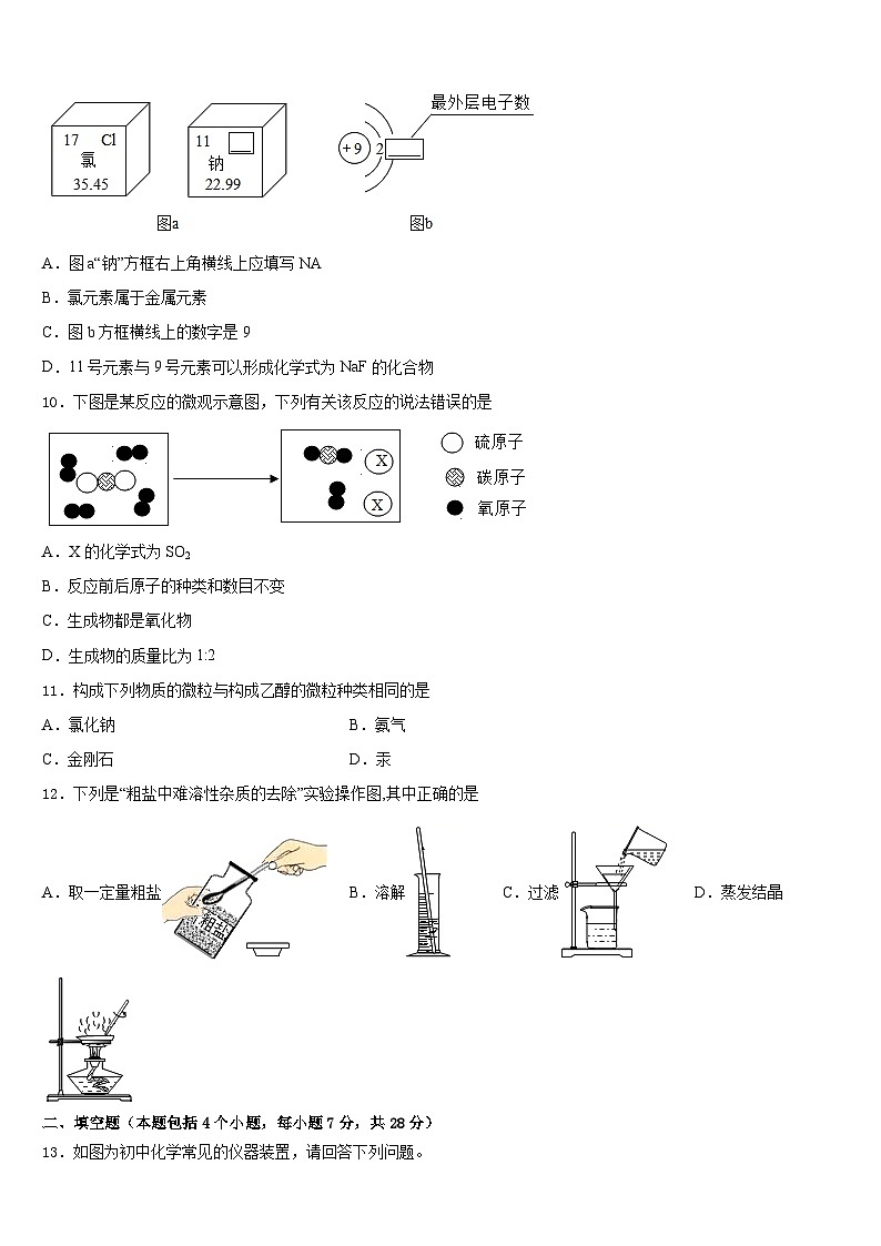 2023-2024学年三亚市重点中学化学九上期末考试试题含答案03
