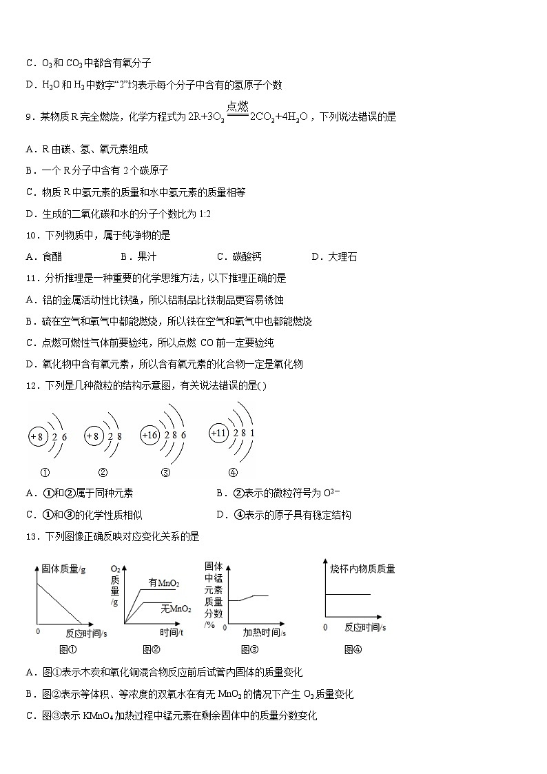 2023-2024学年上海市虹口区化学九年级第一学期期末监测试题含答案第3页