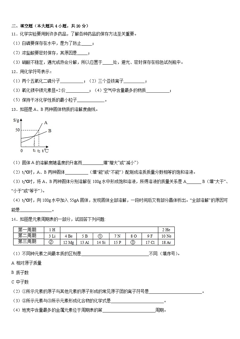 2023-2024学年上海市杨浦区上海同济大附属存志学校九上化学期末统考试题含答案03