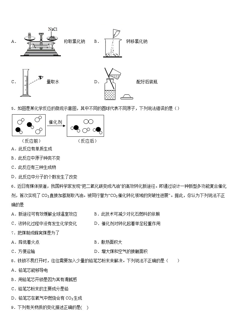 2023-2024学年上海市杨浦区九年级化学第一学期期末预测试题含答案第2页