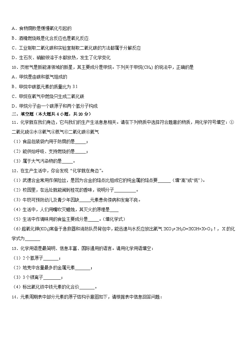 2023-2024学年上海市杨浦区九年级化学第一学期期末预测试题含答案第3页